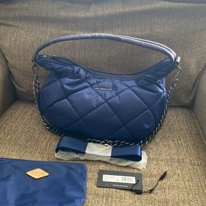 Quilted Bowery Shoulder Bag in Sapphire